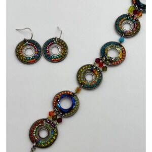 Firefly Multicolor‎ Crystal Rhinestone Circle Bracelet & Earrings